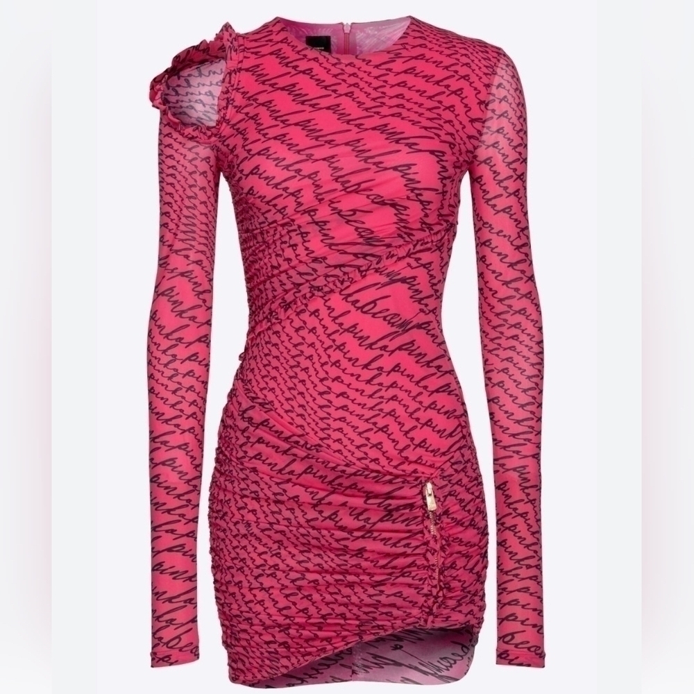 Pinko's mini dress fluid logo pink M Y2K